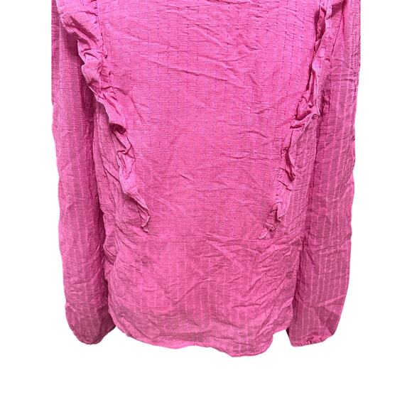 Vero Moda V-Neck Blouse Ruffle Details Lightweight Striped Pattern Pink S NWOT - Picture 6 of 8
